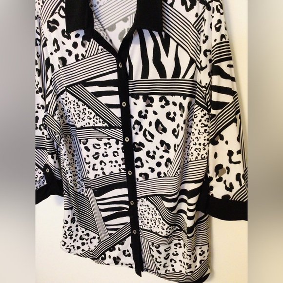 Nygard black white print butt down blouse size 1X - Picture 3 of 6